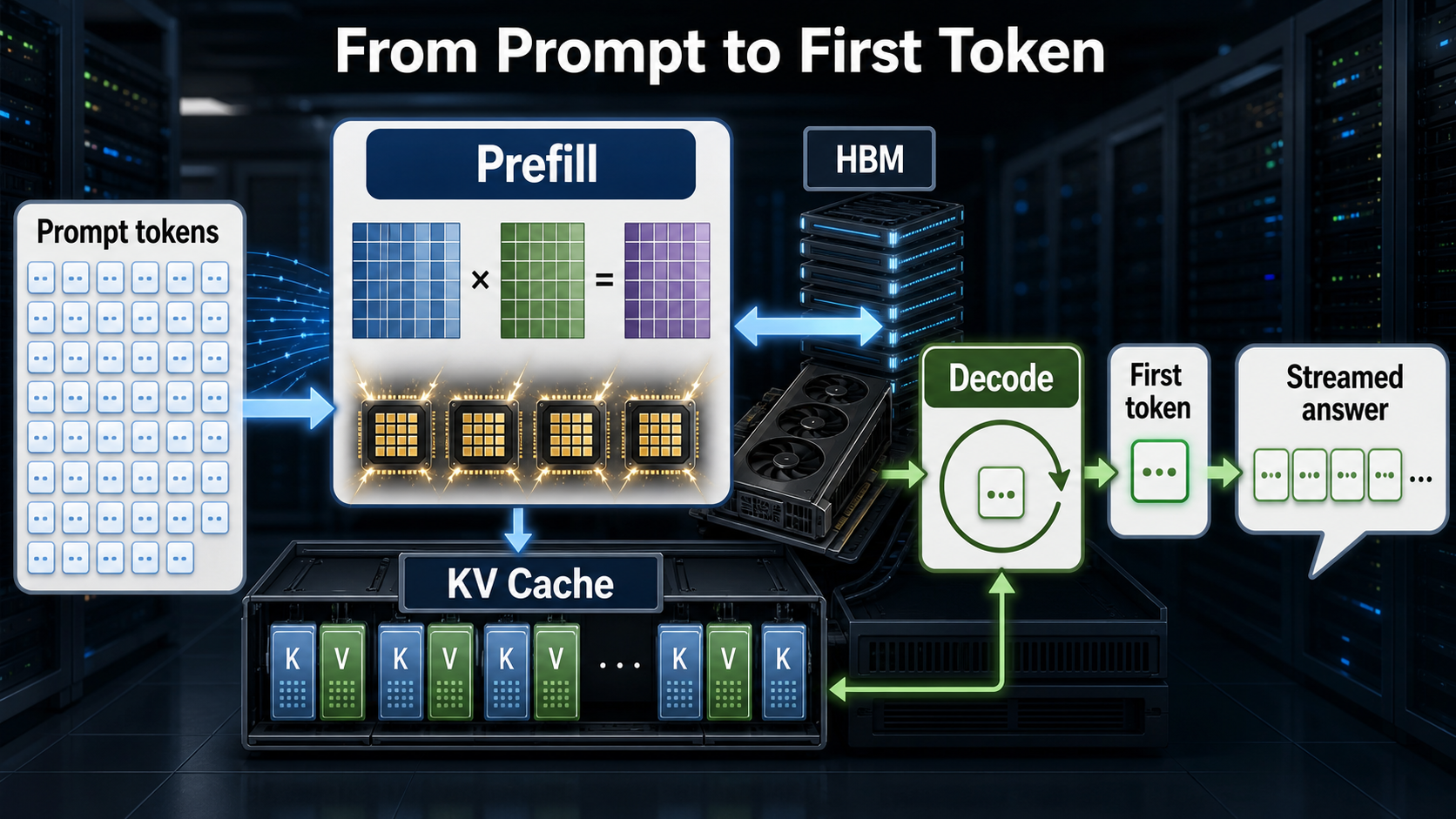 Prompt to first token inference timeline